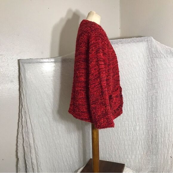 Chico’s Design Vtg Red Soft Tweed Open Sweater Jacket Size 2 ( L ) - Picture 5 of 9